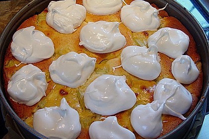 Rhabarber - Pfirsichkuchen mit Baisertupfen vom Blech 1