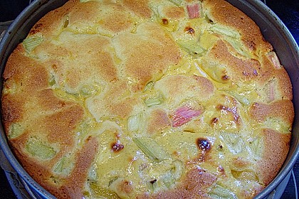 Rhabarber - Pfirsichkuchen mit Baisertupfen vom Blech 2