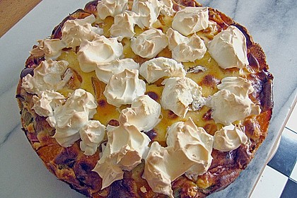 Rhabarber - Pfirsichkuchen mit Baisertupfen vom Blech 6