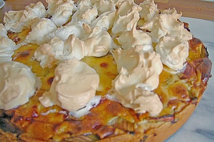 Rhabarber - Pfirsichkuchen mit Baisertupfen vom Blech 7