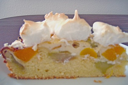 Rhabarber - Pfirsichkuchen mit Baisertupfen vom Blech 8