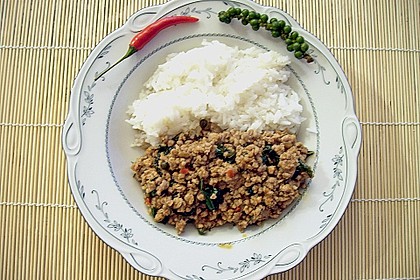 Schweinehackfleisch mit gr&uuml;nem Pfeffer - Mou Phad Kaphrao Prik Thai Sod 4