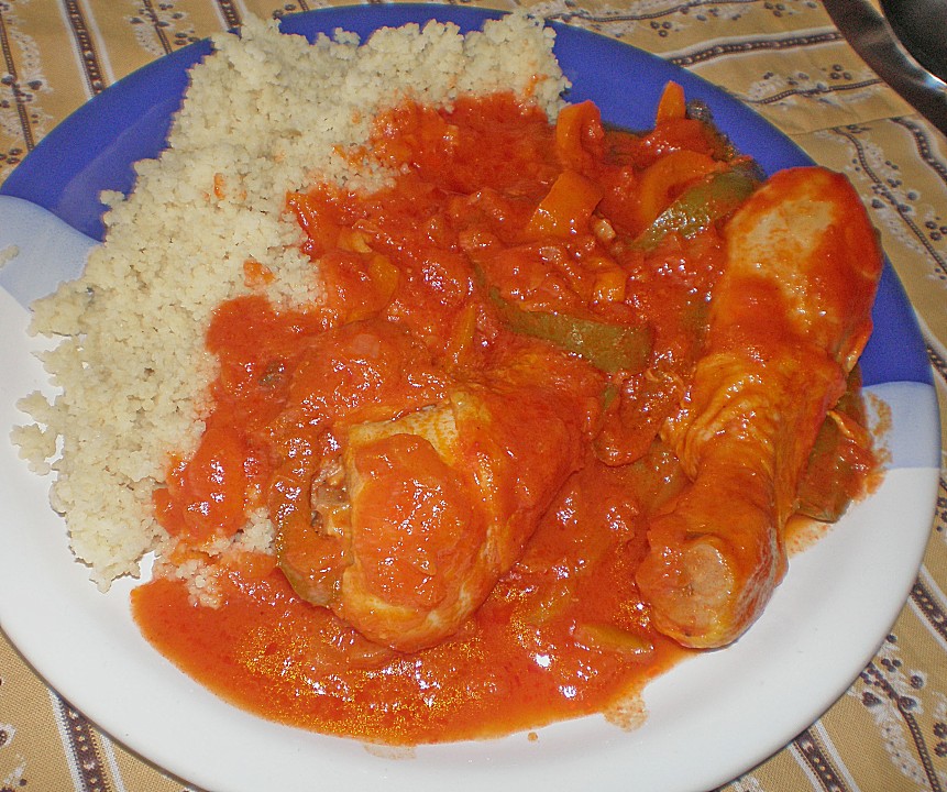 Afrikanisches Tomaten - Hähnchen mit Reis oder Couscous (Rezept mit ...