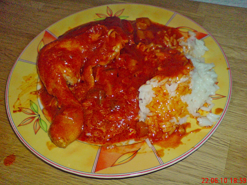 Afrikanisches Tomaten - Hähnchen mit Reis oder Couscous (Rezept mit ...