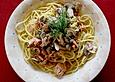 Spaghetti mit Lachs und Champignons
