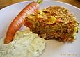 M&ouml;hren - Kartoffelauflauf mit Basilikumsauce