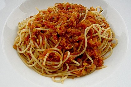 Bolognese von roten Linsen 13