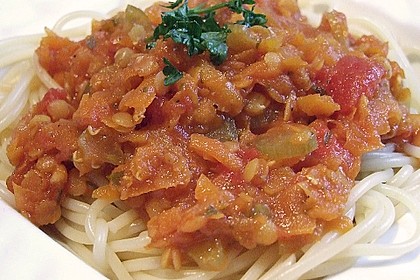 Bolognese von roten Linsen 28