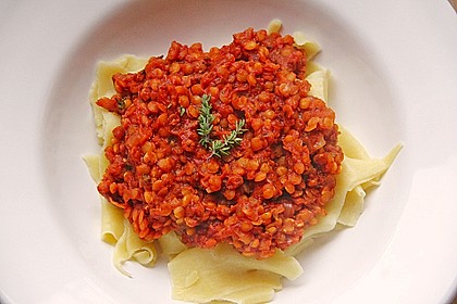 Bolognese von roten Linsen 4