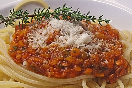 Bolognese von roten Linsen 15