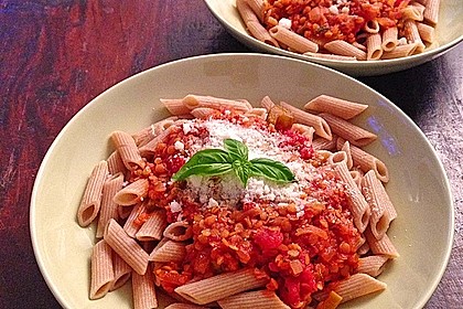 Bolognese von roten Linsen 7