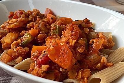 Bolognese von roten Linsen 8
