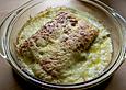 &Uuml;berbackene Pfannkuchen mit Kr&auml;uter - Schinken - Sahnesauce