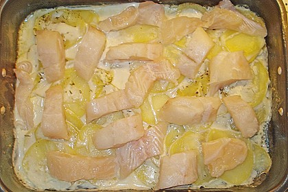 Fisch - Kartoffel - Auflauf mit Spinat und Knoblauch 4