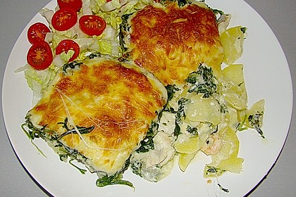 Fisch - Kartoffel - Auflauf mit Spinat und Knoblauch 7