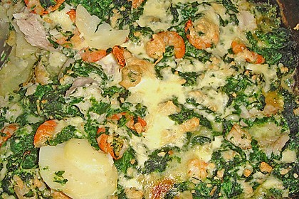 Fisch - Kartoffel - Auflauf mit Spinat und Knoblauch 1
