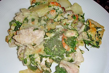 Fisch - Kartoffel - Auflauf mit Spinat und Knoblauch 2
