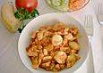 Putengeschnetzeltes mit Tomaten - Bananenso&szlig;e