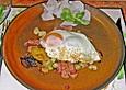Leberk&auml;se - Pfanne mit dicken Bohnen