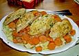 H&auml;hnchenbrustfilet auf M&ouml;hren - Zwiebelbett