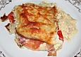 Schnitzel - Auflauf mit Brot - K&auml;se - Kruste
