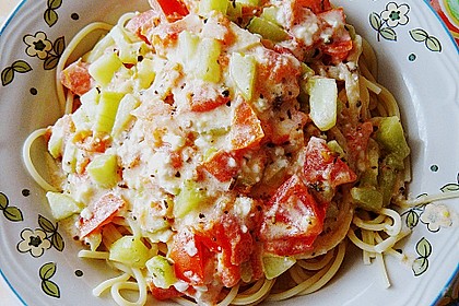 Spaghetti in Feta - Tomate - Gurken - Sauce 1