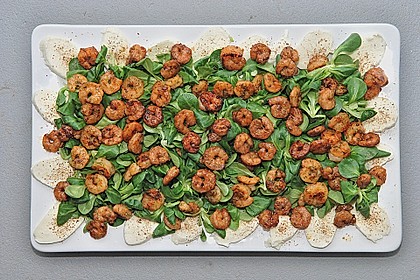 Marinierte gegrillte Garnelen mit Feldsalat 1
