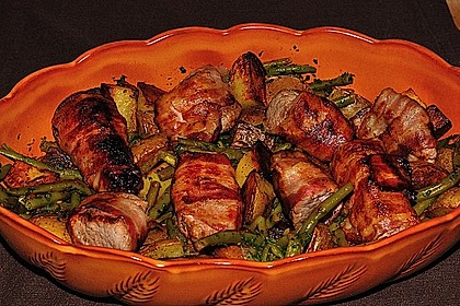 Filet - Kr&uuml;stchen mit Bohnen