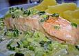 Lachs in Fr&uuml;hlingszwiebel - Sahne - Sauce
