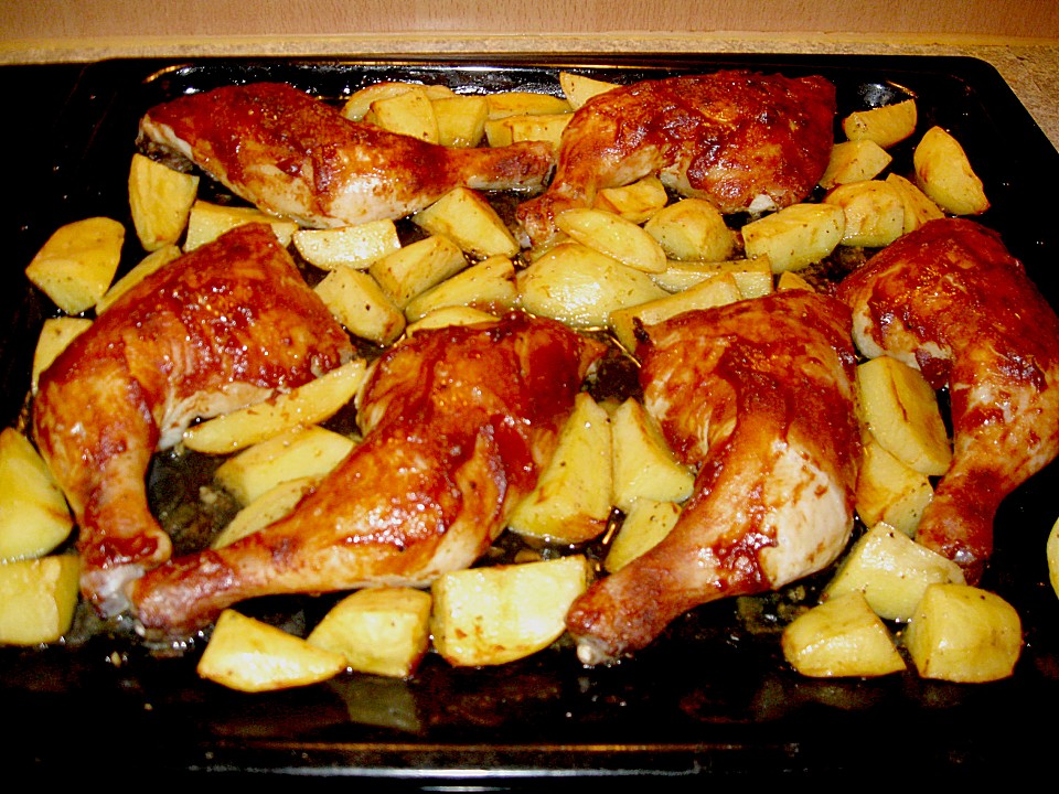 Scharfe Hähnchenkeulen mit Kartoffeln (Rezept mit Bild) | Chefkoch.de