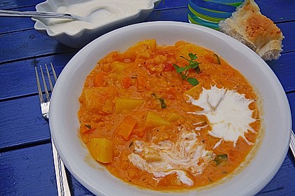 Rote Linsensuppe mit Joghurt 4