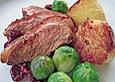 Kartoffeln und Rosenkohl in Entenaroma mit Cranberry - Entenbrust