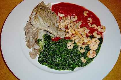 Edelfische auf Blattspinat in Rote Bete-Sauce 5