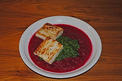 Edelfische auf Blattspinat in Rote Bete-Sauce 9