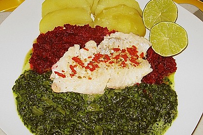 Edelfische auf Blattspinat in Rote Bete-Sauce 2