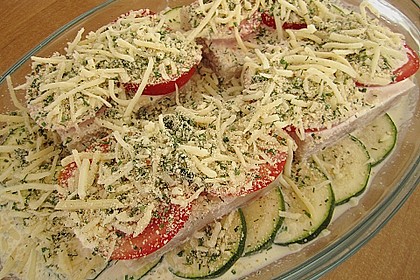 Seelachsfilet auf Zucchinibett 40