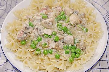 Farfalle mit Erbsen - Sahne - Sauce