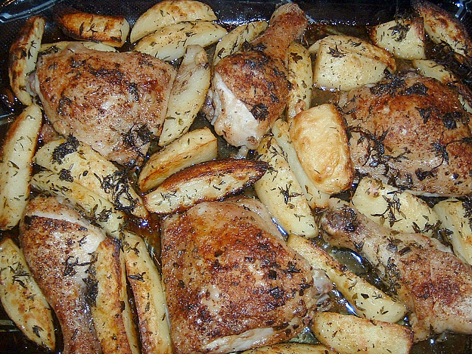Hähnchen mit Kartoffeln im Ofen (Rezept mit Bild) | Chefkoch.de