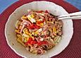 Wurstsalat mit K&auml;se, Paprika und Tomaten