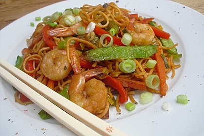 Asiatische Garnelen - Nudel - Pfanne