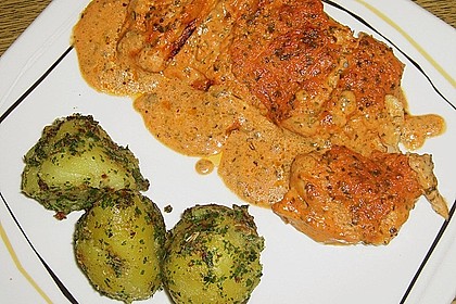 Seelachsfilet mit Tomatencremehaube 10