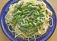 Gr&uuml;ner Spargel mit Spaghetti