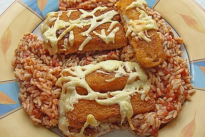 Gemüse - Reis - Pfanne mit Fischstäbchen 1