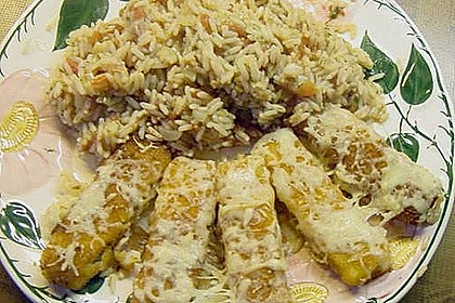 Gemüse - Reis - Pfanne mit Fischstäbchen 5