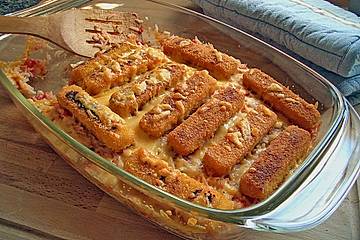 Gemüse - Reis - Pfanne mit Fischstäbchen