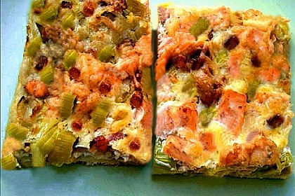 Flammkuchen mit Lauch und Lachs 36