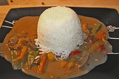 Chinesisches Rinderfilet (scharf) mit buntem Gem&uuml;se und Basmatireis 3