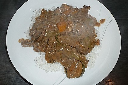 Chinesisches Rinderfilet (scharf) mit buntem Gem&uuml;se und Basmatireis 4