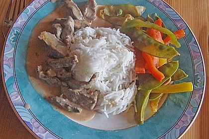 Chinesisches Rinderfilet (scharf) mit buntem Gem&uuml;se und Basmatireis 5