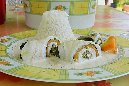 Fischfilet - Röllchen in Estragon - Schaum 1